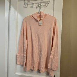 Free People Blush Pink Cowl Neck Top